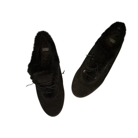 Stuart Weitzman NWOT Women's Black Suede Shearling Lined Shoes Size 7.5 M - Picture 3 of 7